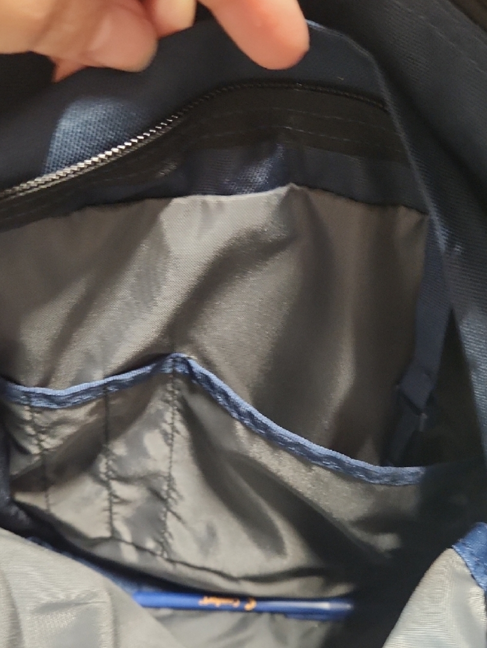 Jansport Navy Blue Backpack with Tan Base - Picture 5 of 8